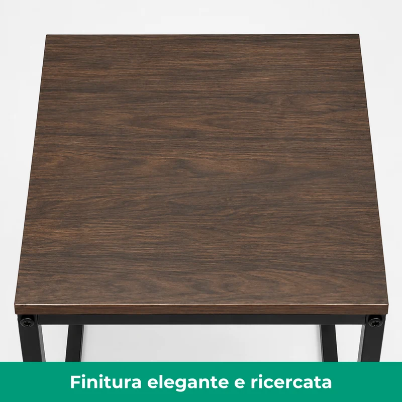Set 3 Tavolini quadrati in metallo e MDF - Kubo