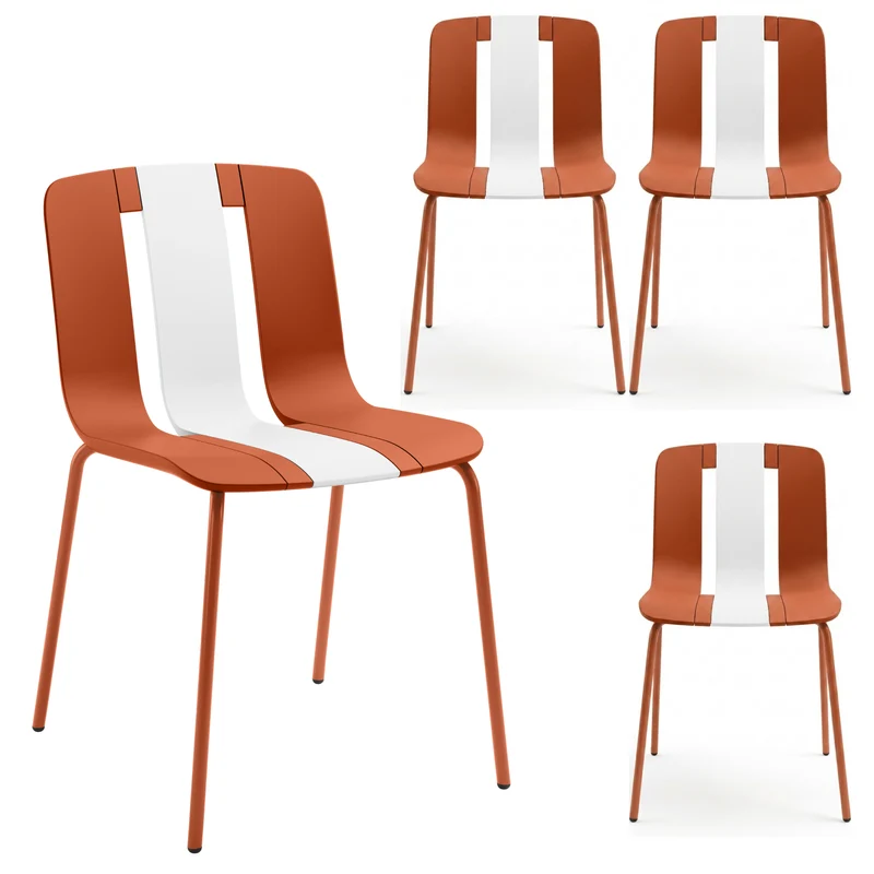Set 4 Sedie moderne da giardino in polipropilene, fiberglass e metallo - Sunny
