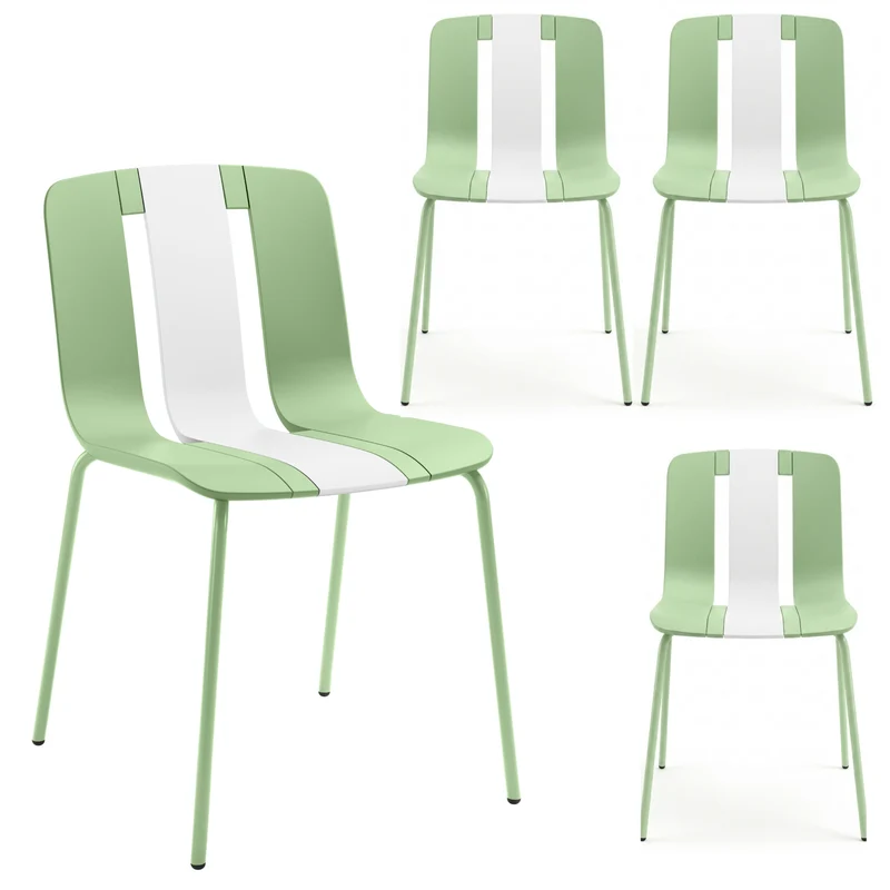 Set 4 Sedie moderne da giardino in polipropilene, fiberglass e metallo - Sunny