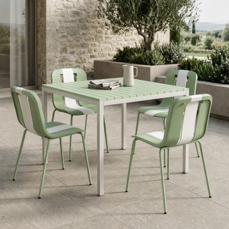 Set 4 Sedie moderne da giardino in polipropilene, fiberglass e metallo - Sunny