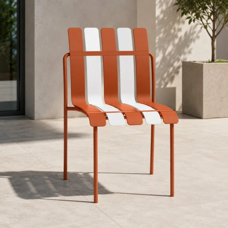 Set 4 Sedie a doghe da giardino mederne in polipropilene, fiberglass e metallo - Beach