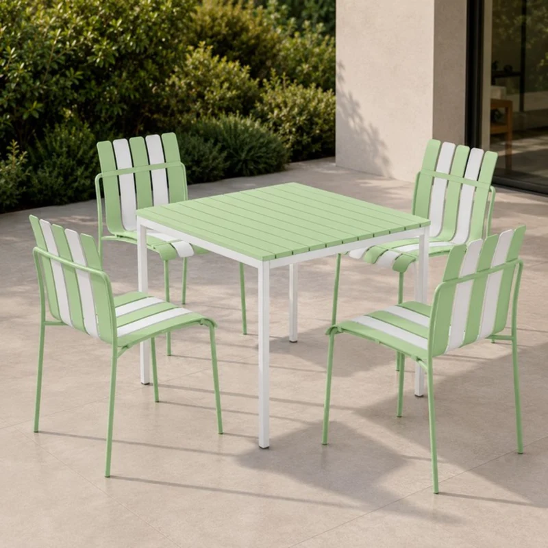 Set 4 Sedie a doghe da giardino mederne in polipropilene, fiberglass e metallo - Beach