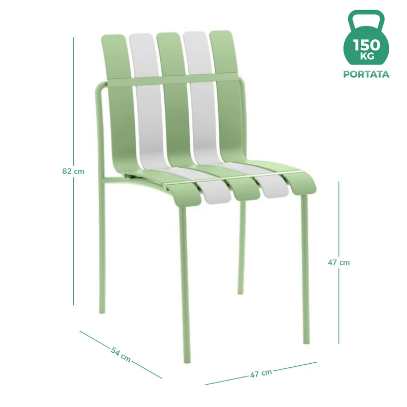 Set 4 Sedie a doghe da giardino mederne in polipropilene, fiberglass e metallo - Beach