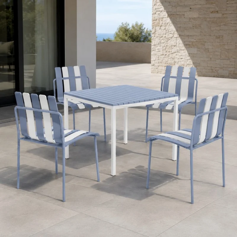 Set 4 Sedie a doghe da giardino mederne in polipropilene, fiberglass e metallo - Beach