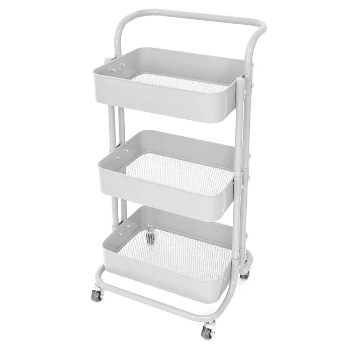Carrello da cucina in metallo 3 ripiani, con ruote - Domera