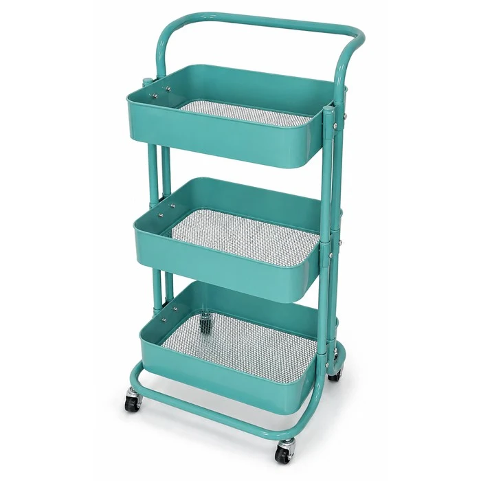 Carrello da cucina in metallo 3 ripiani, con ruote - Domera