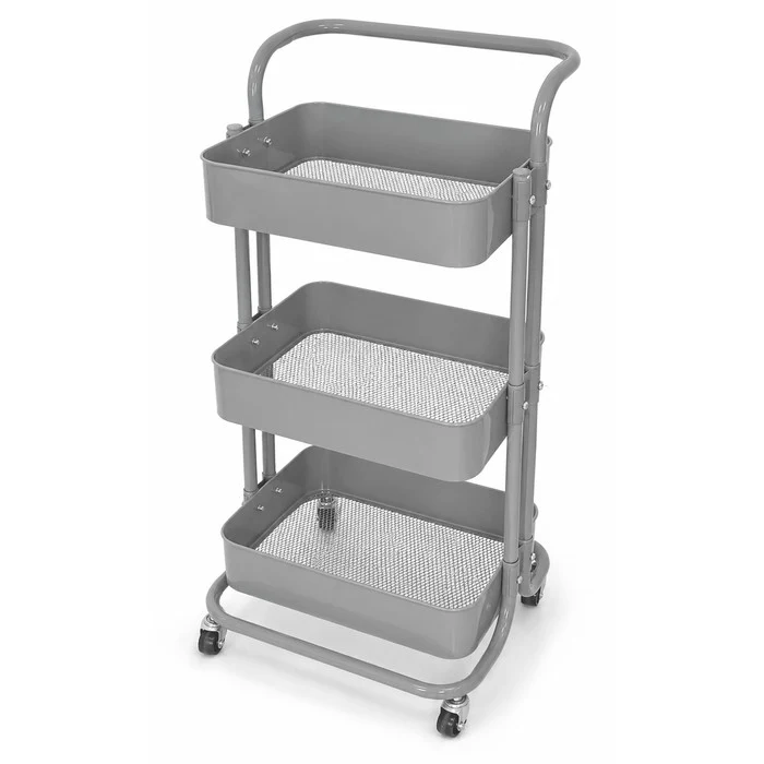 Carrello da cucina in metallo 3 ripiani, con ruote - Domera