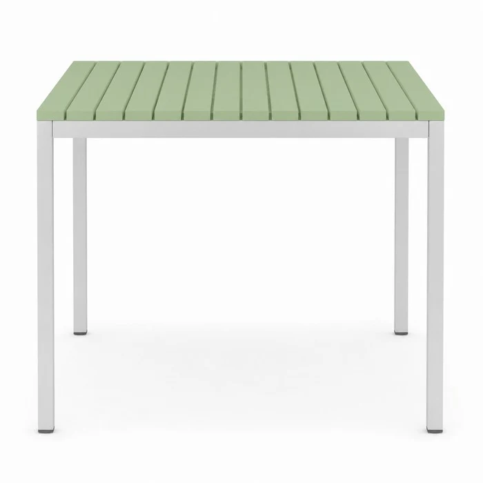 Tavolo da giardino in metallo con piano a doghe in fiberglass 80x80 cm - Summer