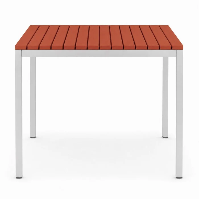 Tavolo da giardino in metallo con piano a doghe in fiberglass 80x80 cm - Summer