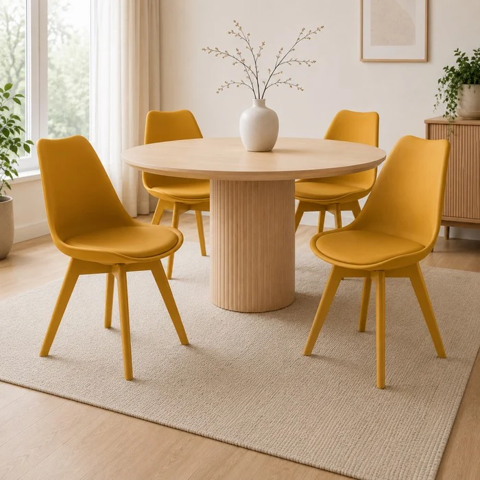 Sedia scandinava in polipropilene con seduta imbottita monocolore - Essel