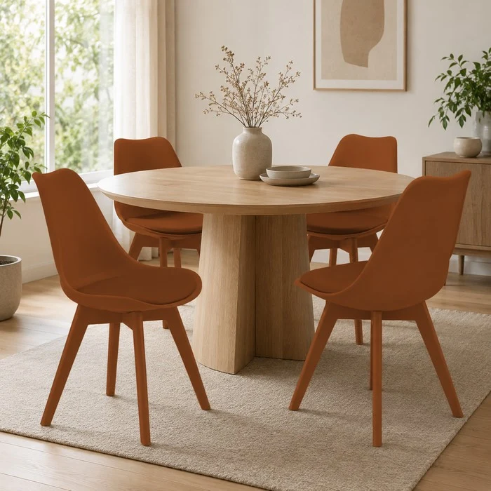 Sedia scandinava in polipropilene con seduta imbottita monocolore - Essel
