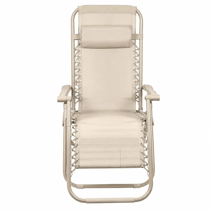 Poltrona reclinabile in metallo e textilene monocolore con cuscino - No Gravity