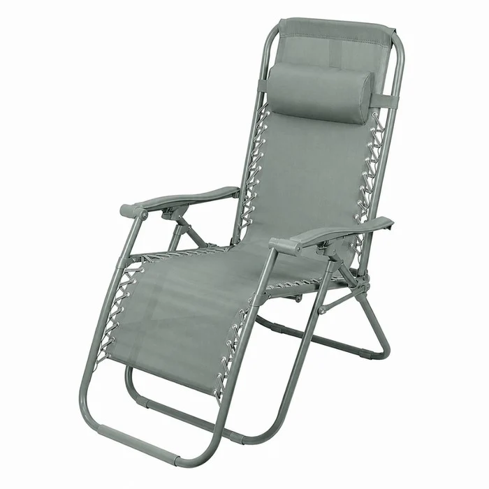 Poltrona reclinabile in metallo e textilene monocolore con cuscino - No Gravity