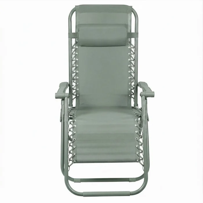 Poltrona reclinabile in metallo e textilene monocolore con cuscino - No Gravity