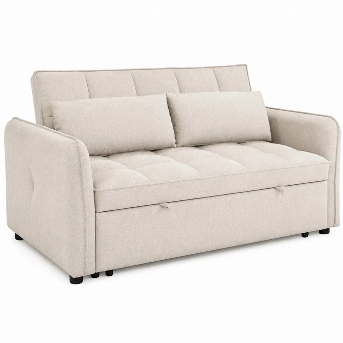 Divano letto due posti in tessuto con cuscini - Taylor