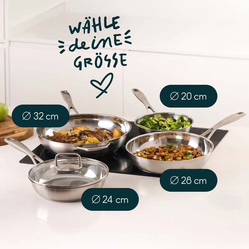 Edelstahlpfanne 32 cm Unbeschichtet