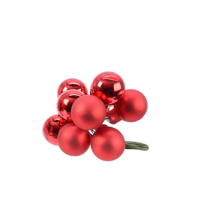 Grappolo di palline 2 cm lucide e opache per decorazione natalizia