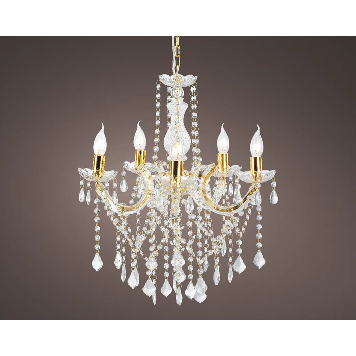 Lampadario con gocce di vetro per decorazione natalizia