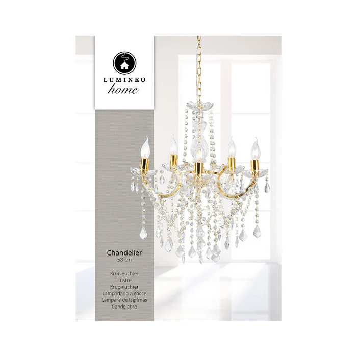 Lampadario con gocce di vetro per decorazione natalizia