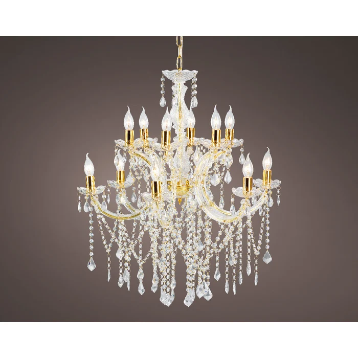Lampadario con gocce di vetro per decorazione natalizia