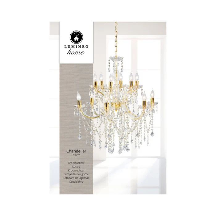 Lampadario con gocce di vetro per decorazione natalizia