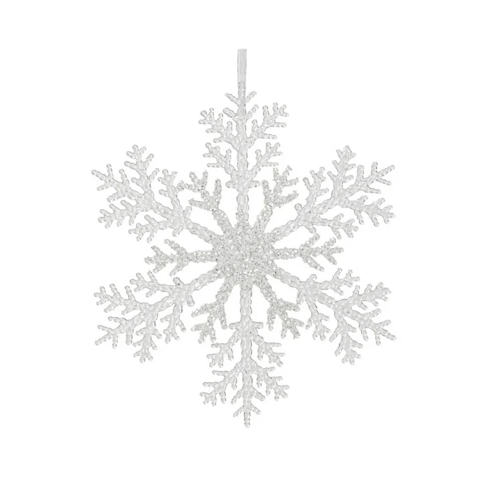 Fiocco di neve per decorazione natalizia glitterato in plastica 21 cm