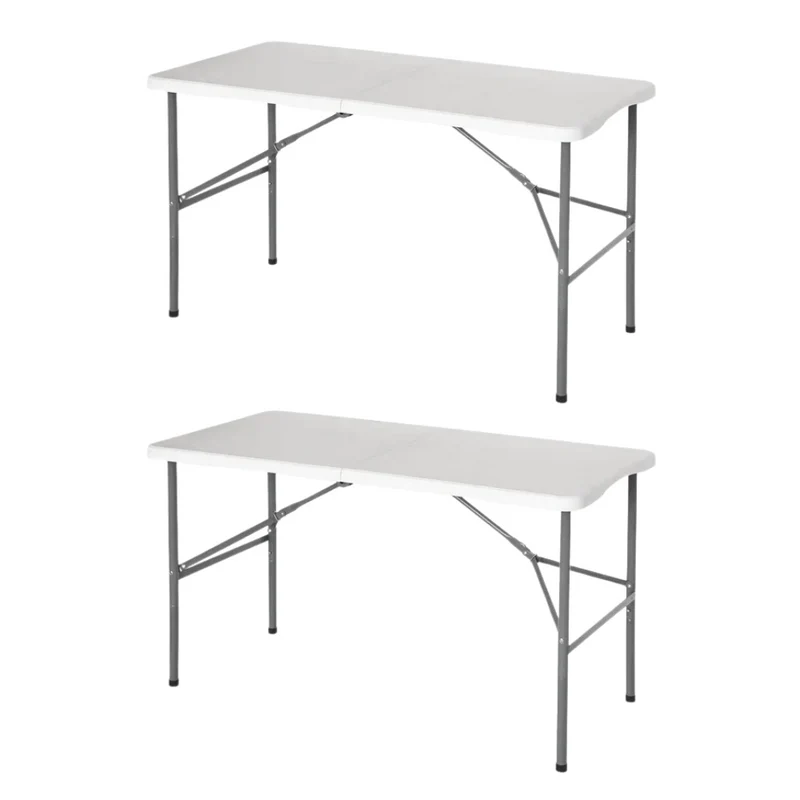 Set 2 tavoli pieghevoli per campeggio e catering 120x60 cm