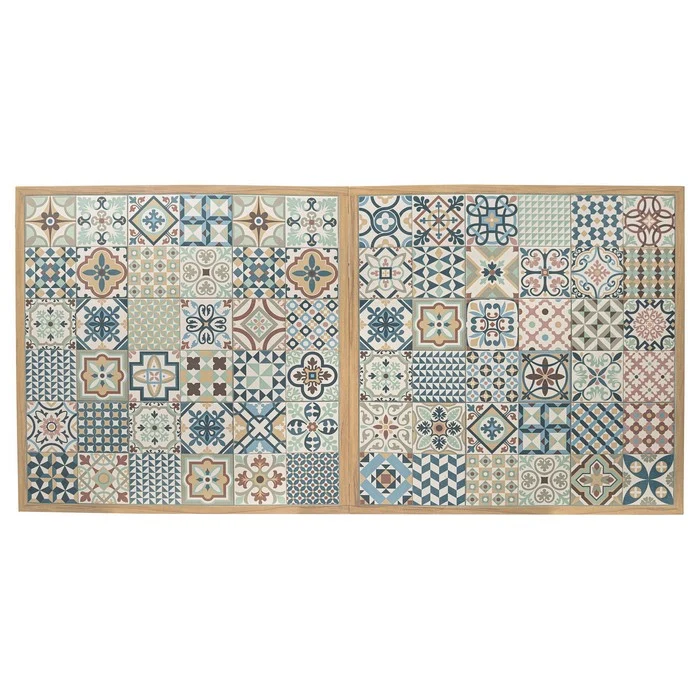 Tavolo rettangolare in alluminio allungabile, effetto legno con mattonelle 212-285x106 cm - Kalimera