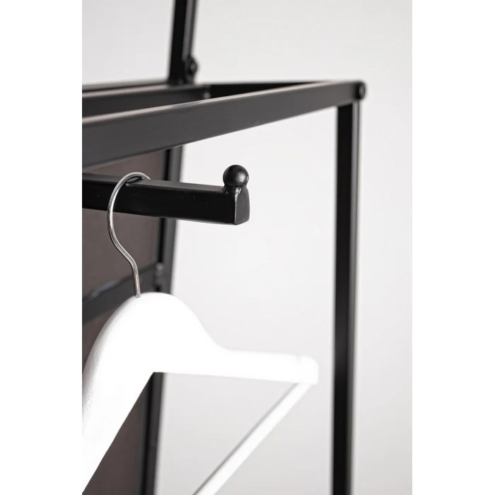 Specchio Minimal in metallo nero con ripiano e appendiabiti - Ekbal
