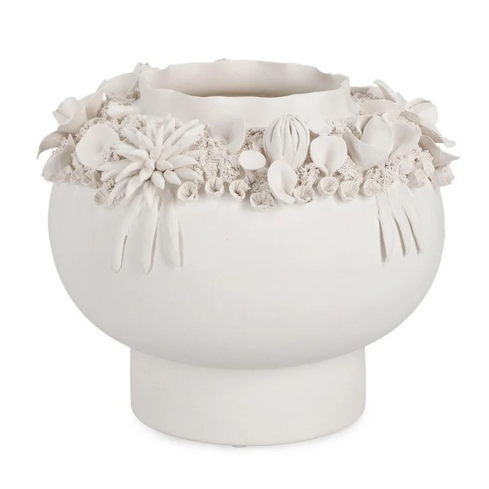 Vaso in ceramica smaltata con fiori 24 cm - Minde