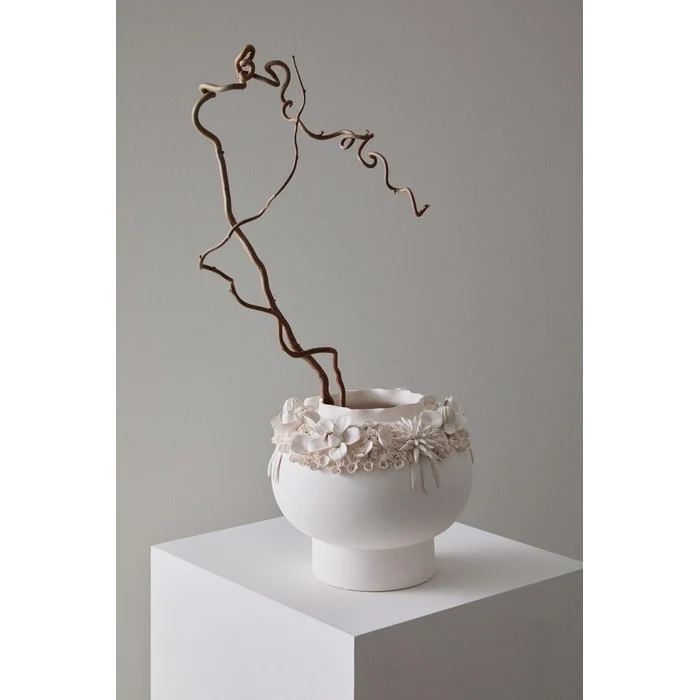 Vaso in ceramica smaltata con fiori 24 cm - Minde