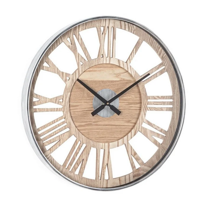Orologio da parete contemporaneo in legno e acciaio 60 cm - Ticking
