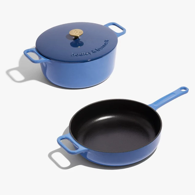 3-Piece Enameled Cast Iron Set - French Blue