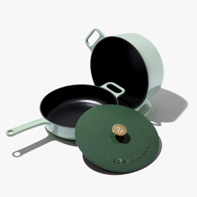 3-Piece Enameled Cast Iron Set - Shiso Green