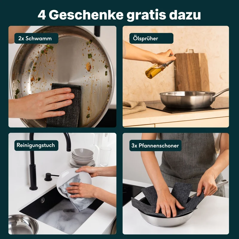 Pfannen & Topfset Unbeschichtet 12-teilig