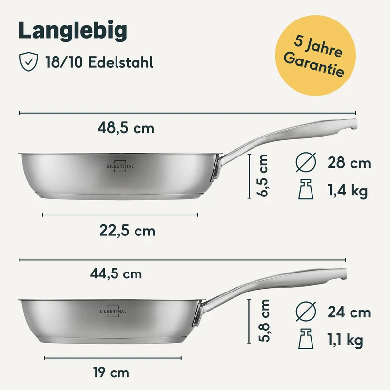 Pfannen & Topfset Unbeschichtet 11-teilig