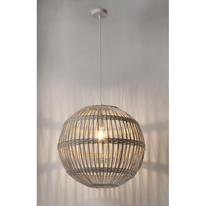 Lampadario tondo in rattan bianco 50 cm - Praia