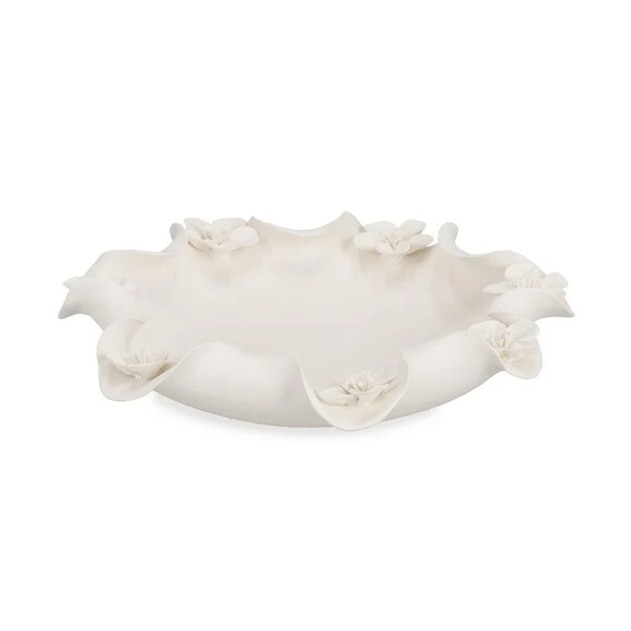 Ciotola decorativa in ceramica smaltata con fiori 32 cm - Minde