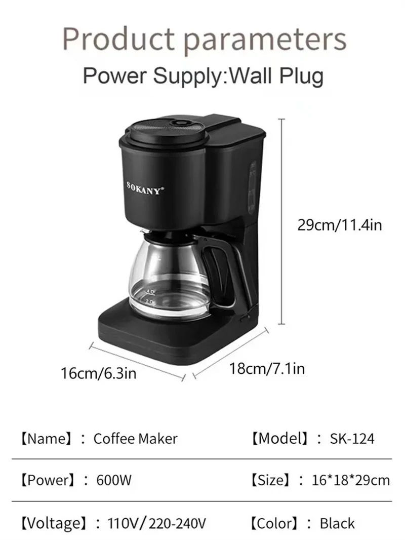 124Coffee Maker, 3-in-1 Single Serve Coffee Maker, Pod Coffee Maker for K-Pod Capsule Pods, Ground Coffee Maker, Leaf Tea Maker