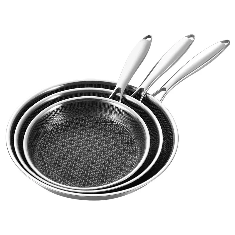 20 24 28cm Nonstick Frying Pan Stainless Steel Cooking Skillet PFOA Free Hybrid Frying Pan Kitchen Fry Pan Dishwasher Safe JT562