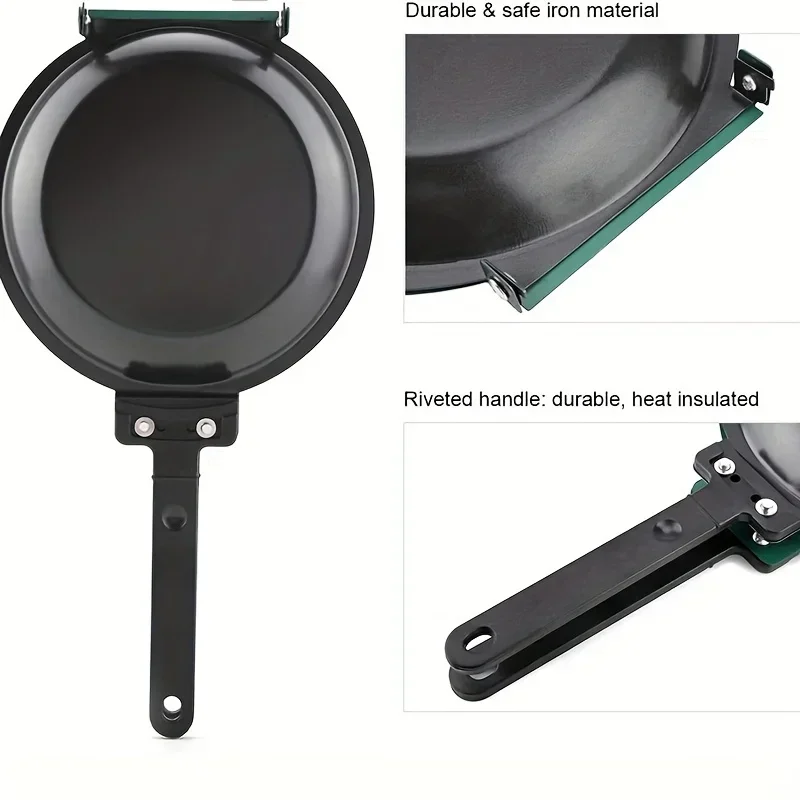 Double-Sided Non-Stick Ceramic Frying Pan Pancake Maker Foldable Kitchen Cookware for Bread Egg Breakfast