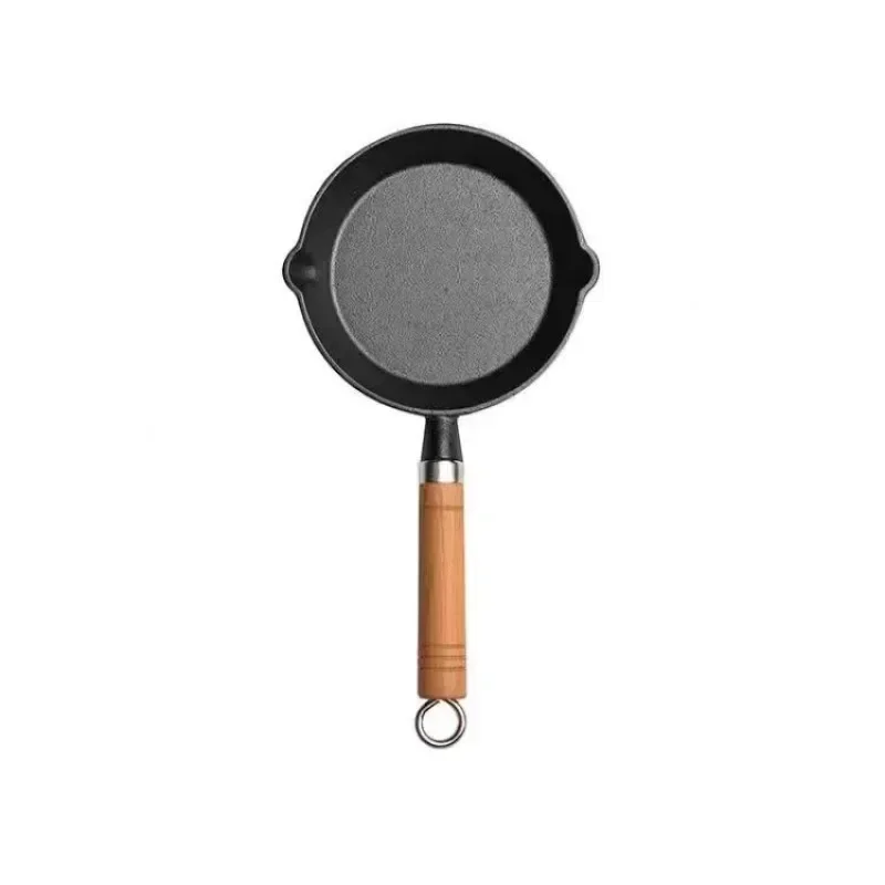 23cm Cast Iron Frying Pan Uncoated Non-stick Egg Pancake Pan Crepe Maker Steak Frying Pot Gas Induction Cooker Kitchen Cookware