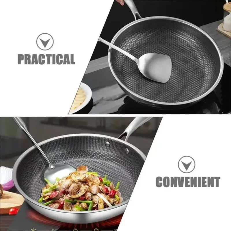 26/28/30cm Frying Pan Non-coated Stainless Steel NonStick Pan Multi-functional Thickened Honeycomb Pot Gas Induction Cooker