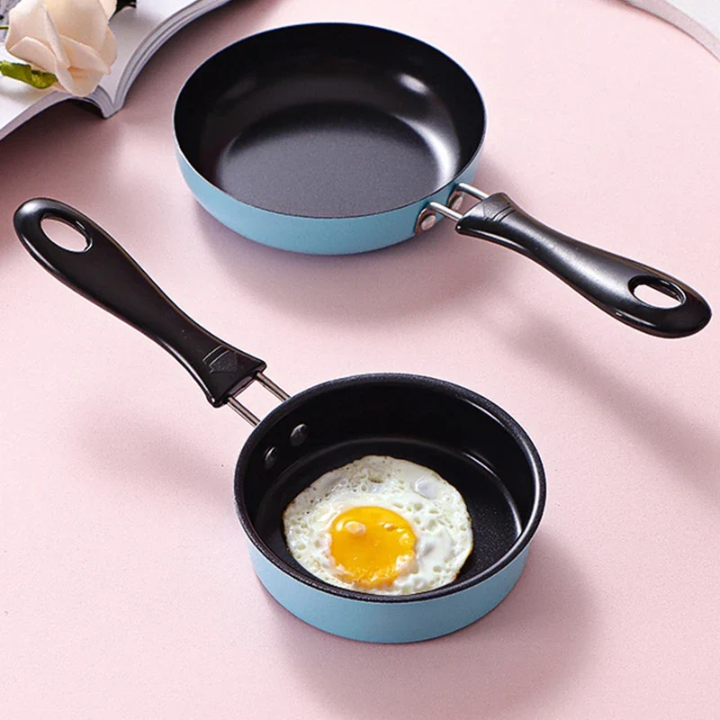 12cm Mini Frying Pan Stainless Steel Prevent Stick Induction Pot Round Breakfast Small Fry Egg Pan With Long Handle Kitchen Tool