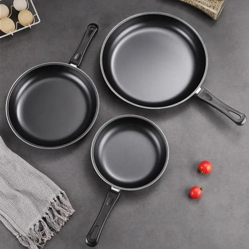 3Pcs/set Frying Pan Non-stick Skillet Steak Flat Cooking Pan Iron Pancake Egg Fryer Cast Iron Kitchen Cooking Tools 20/25/30cm