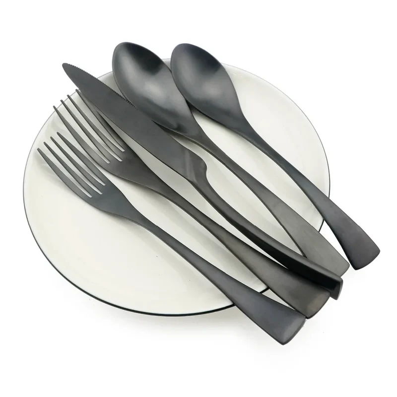 1-Pieces Matte Black Dinnerware Set Stainless Steel Flatware Cutlery Set Kitchen Accessories Tableware Set Dinner Scoop Fork set