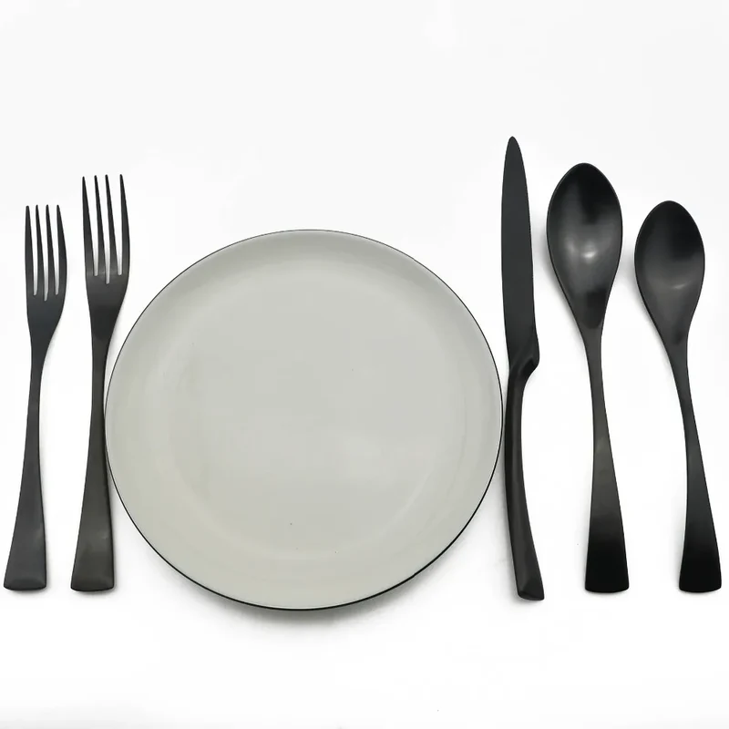 1-Pieces Matte Black Dinnerware Set Stainless Steel Flatware Cutlery Set Kitchen Accessories Tableware Set Dinner Scoop Fork set