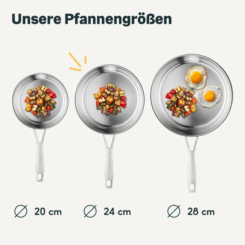 Edelstahlpfanne 28 cm Unbeschichtet