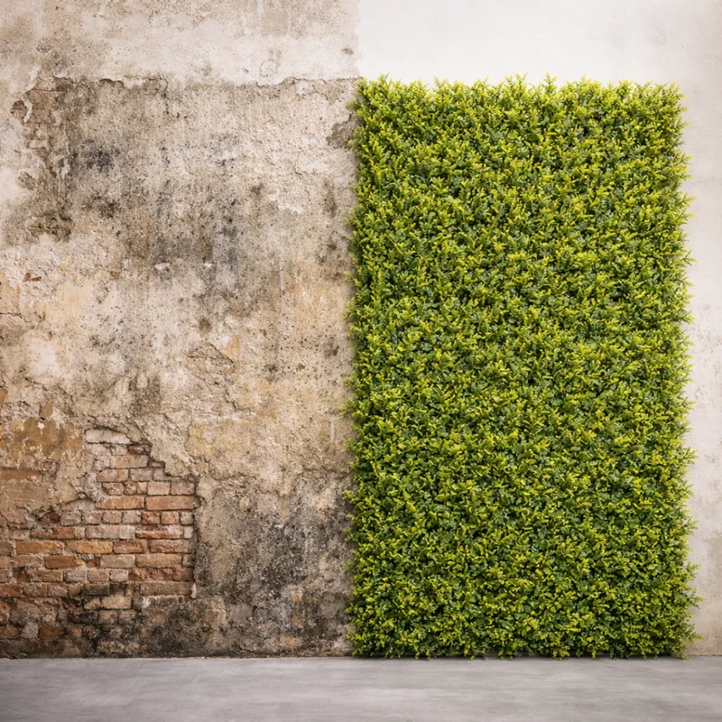 Parete con piante artificiali per giardino verticale 100x100 cm - Mimosa