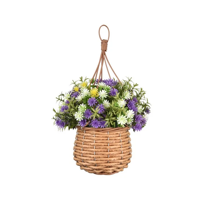Vaso da appendere con fiori artificiali viola - Rosemary